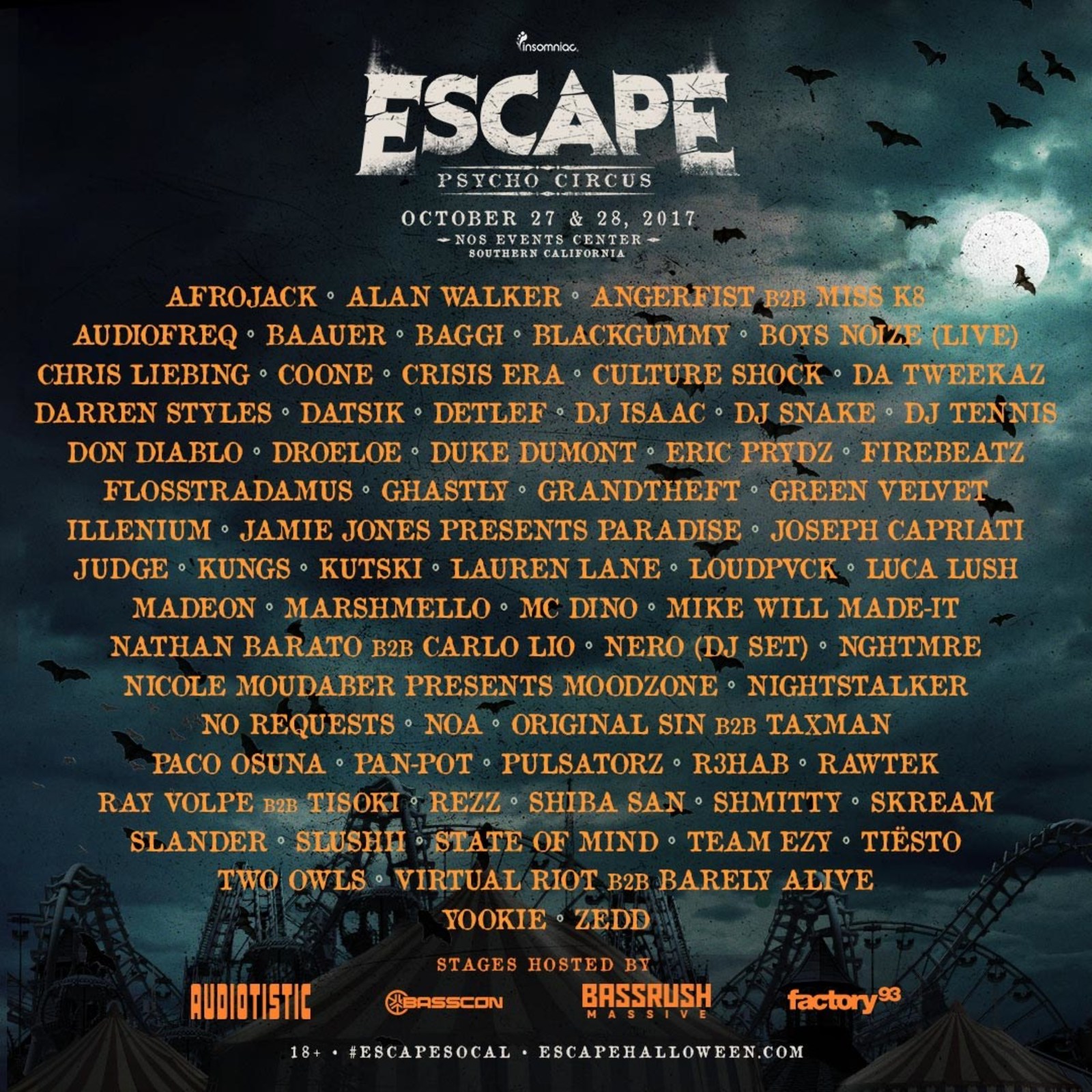 Escape Psycho Circus Lineup Insomniac